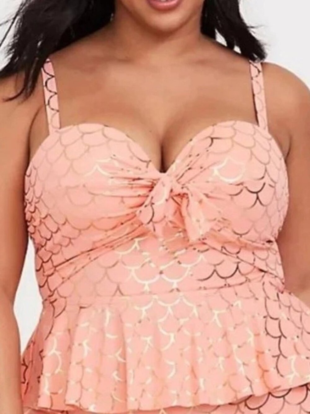 Torrid Mermaid Peplum Underwire Padded Tankini Swim Top
